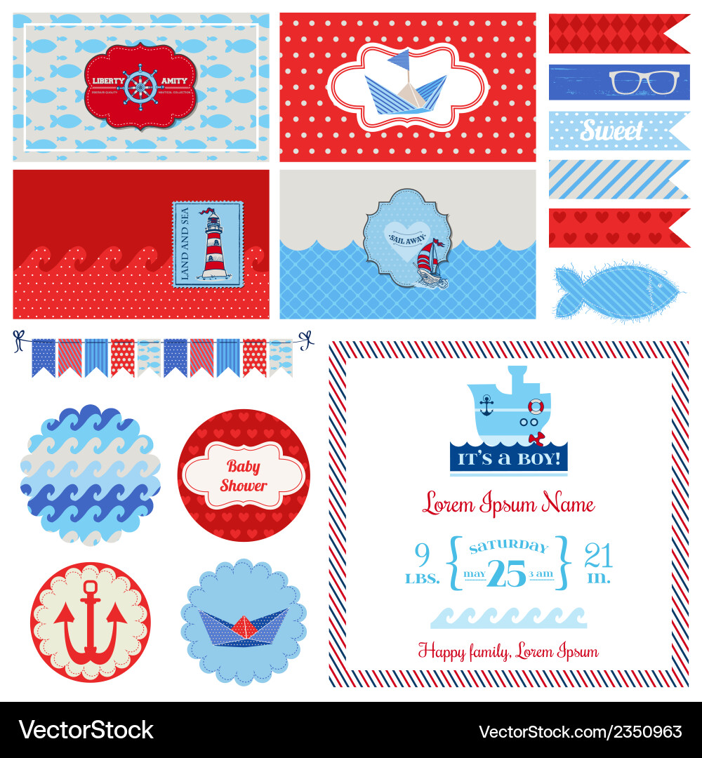 Nautical Baby Shower Decorations Vector Image