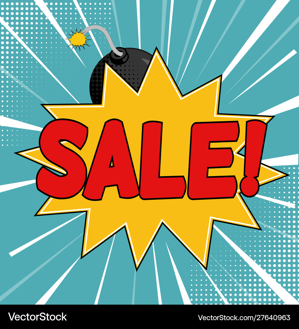 Sale background with speech bubble in pop art Vector Image