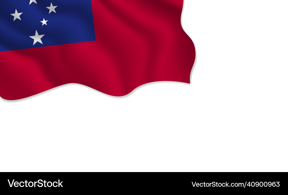 Samoa flag waving with copy space on isolated vector image
