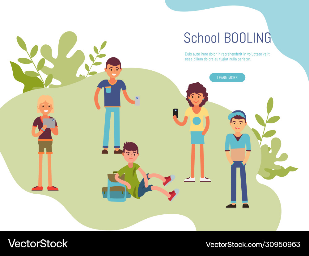 School bullying inscription website concept study School bullying inscription website concept study vector image