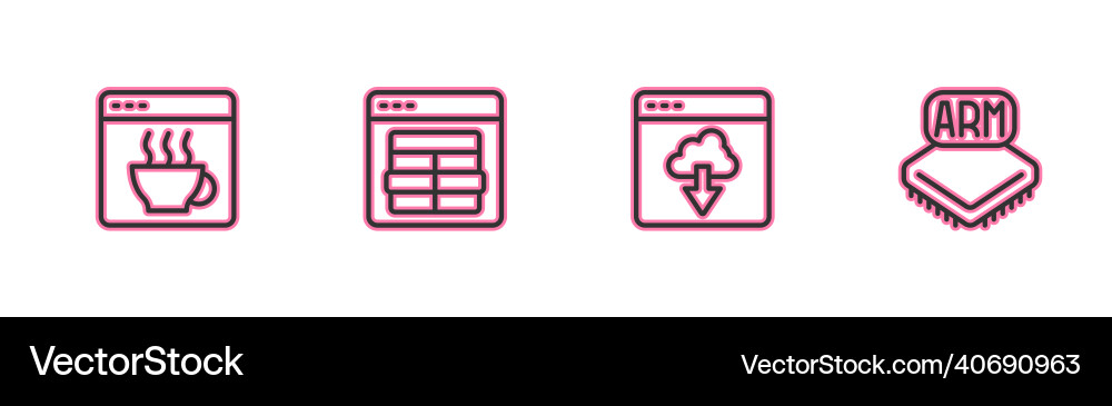 Set line software cloud technology data transfer vector image