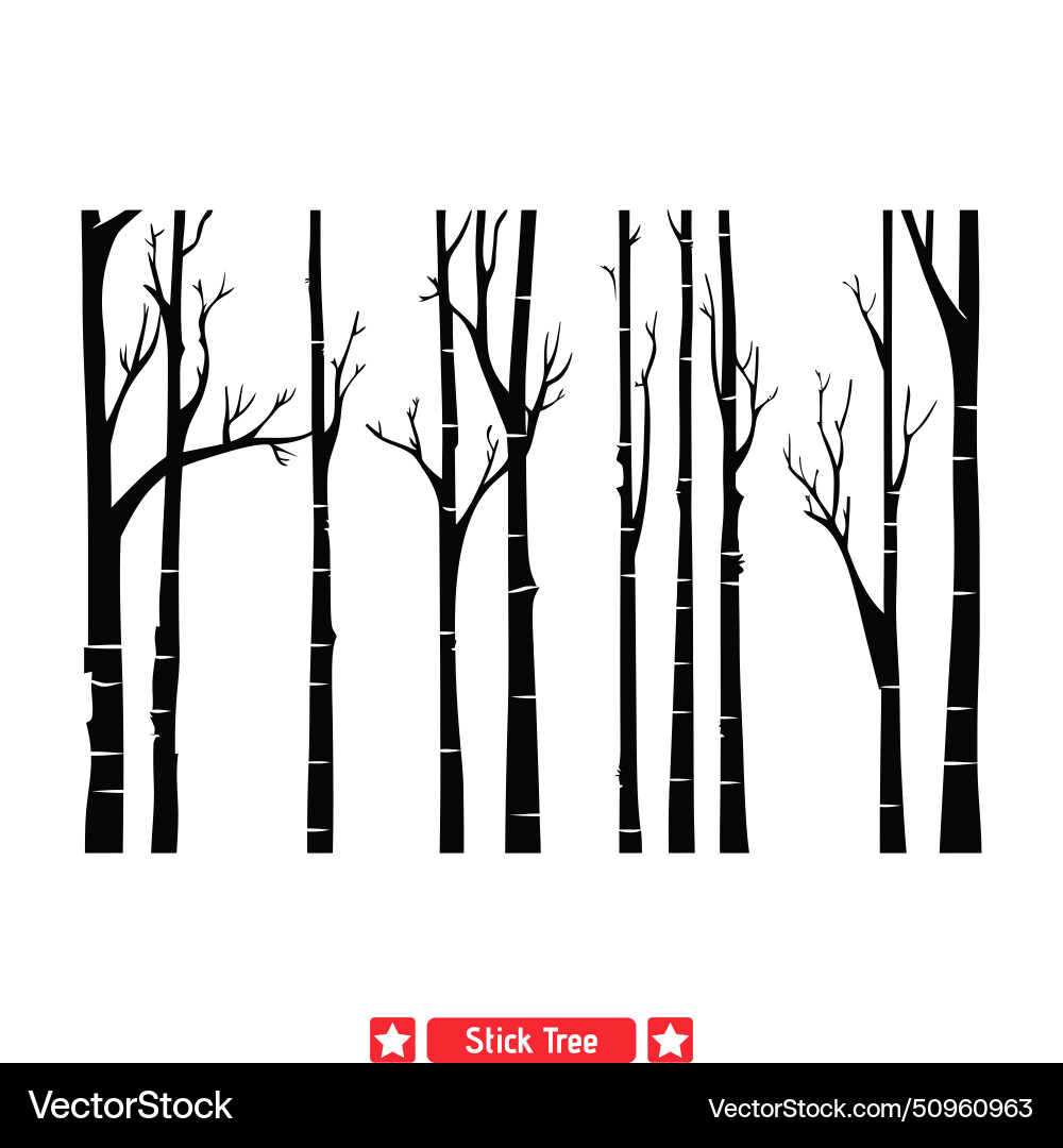 Unity in diversity diverse stick tree set vector image