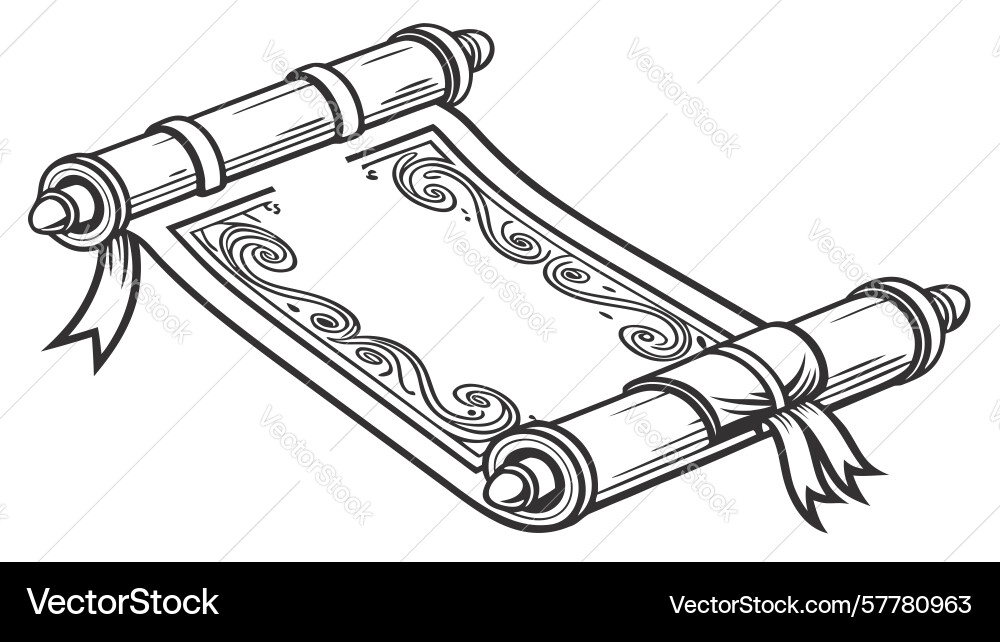 Unrolled antique scroll with intricate patterns vector image