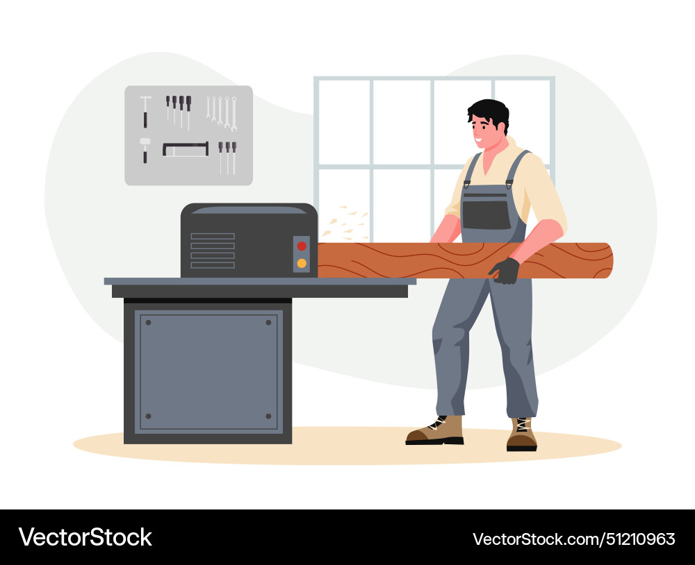 Wood working industry carpentry man workshop Wood working industry carpentry man workshop vector image