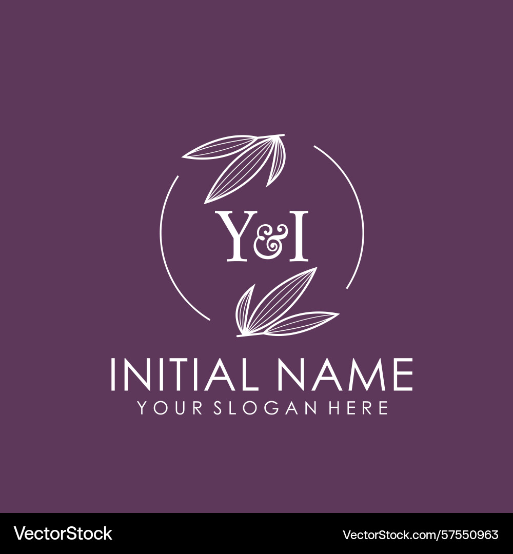 Yi initial logo with botanical circle design Yi initial logo with botanical circle design Vector Image