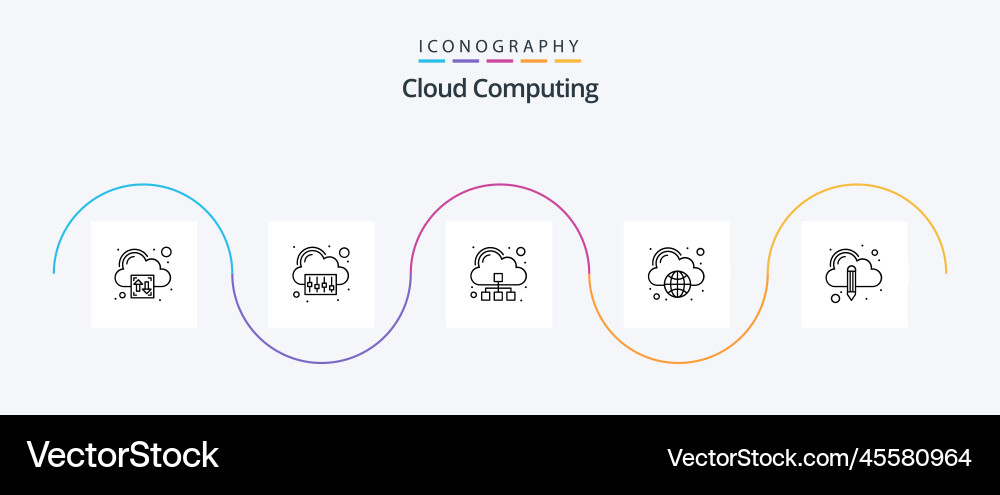 Cloud computing line 5 icon pack including edit vector image