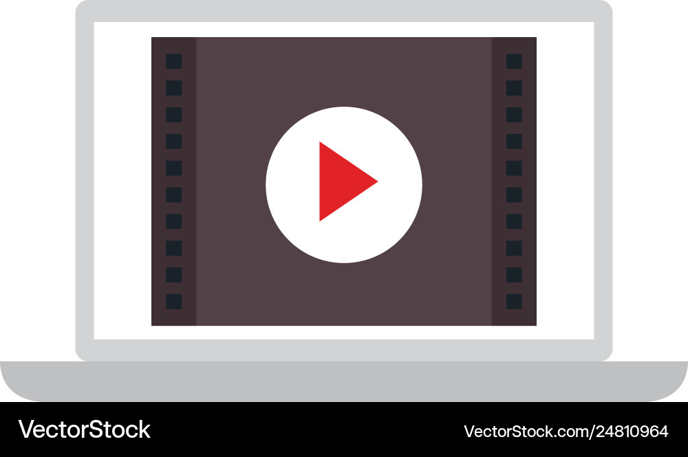 Computer laptop with media player interface Vector Image