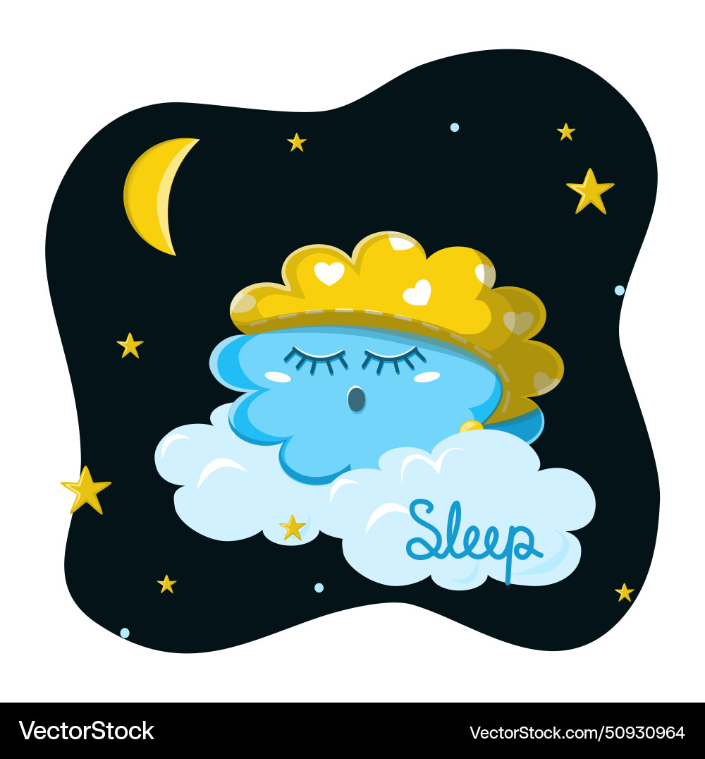 Cute with a sleeping cloud Royalty Free Vector Image
