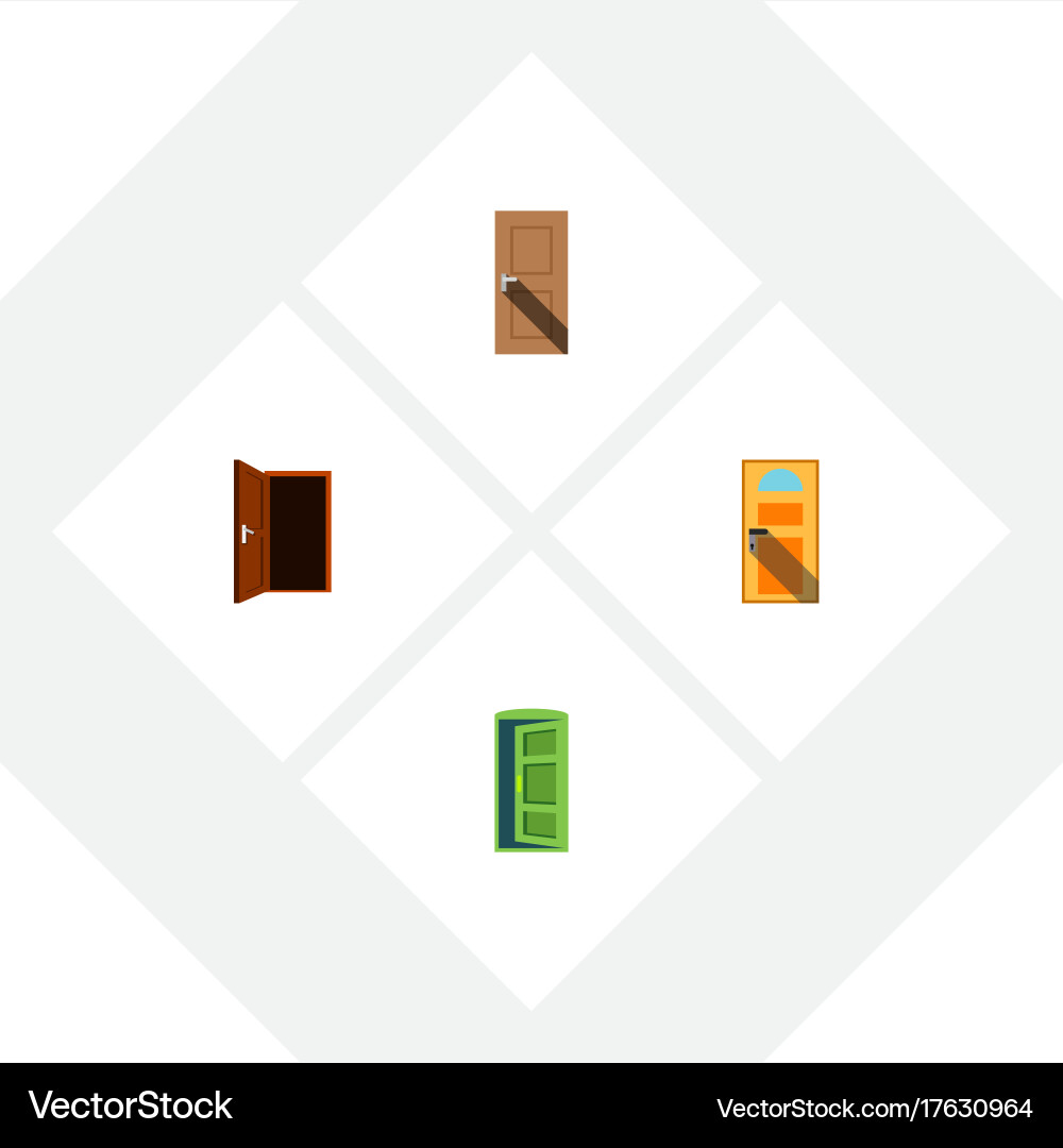 Flat icon door set of approach frame exit vector image