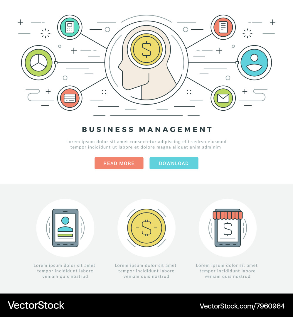Flat line business concept web site header vector image