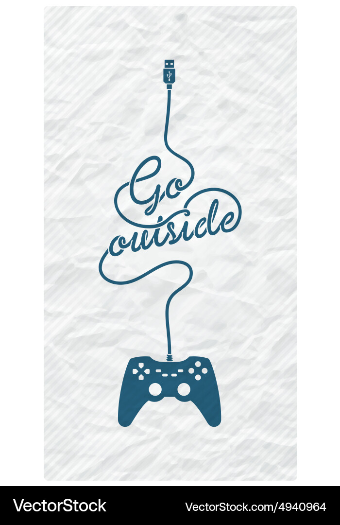 Gamepad with cable in the shape of a message vector image