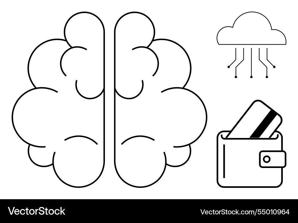 Integration of brain cloud computing and digital Integration of brain cloud computing and digital vector image