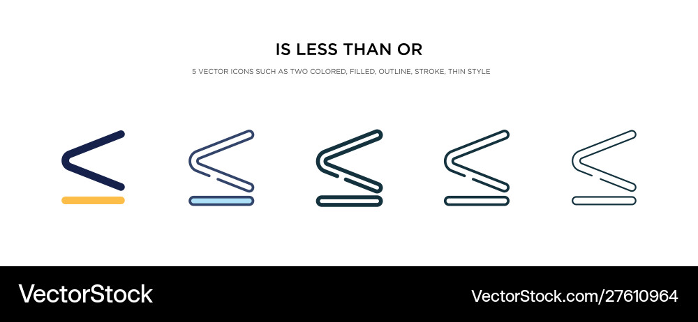 Is less than or equal to icon in different style Is less than or equal to icon in different style vector image