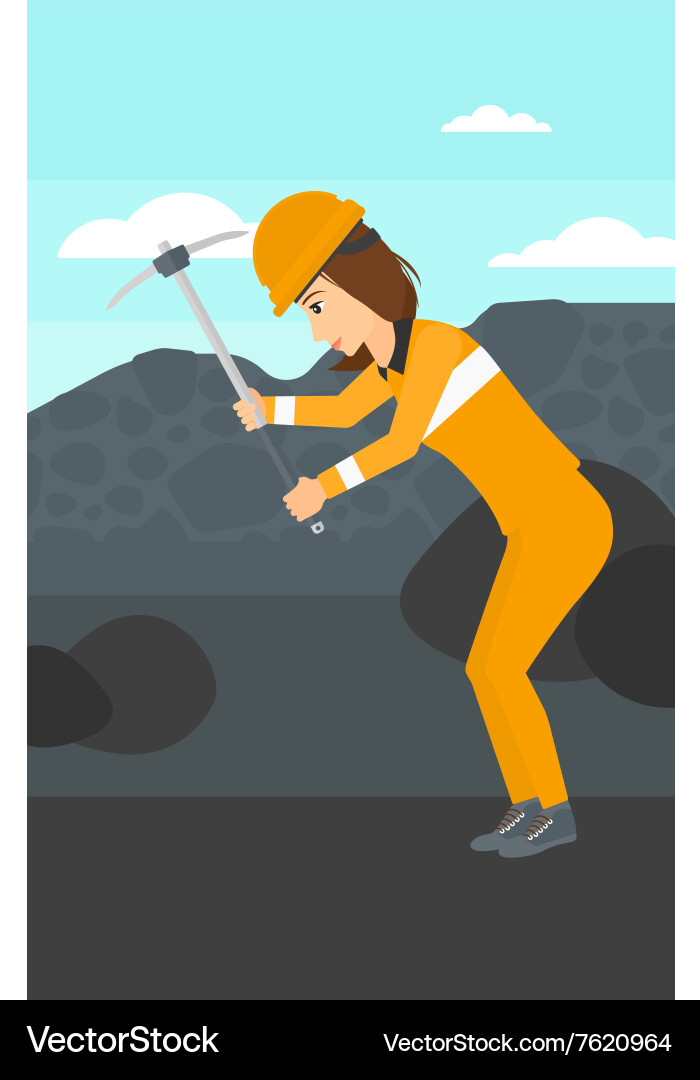 Miner working with pick vector image