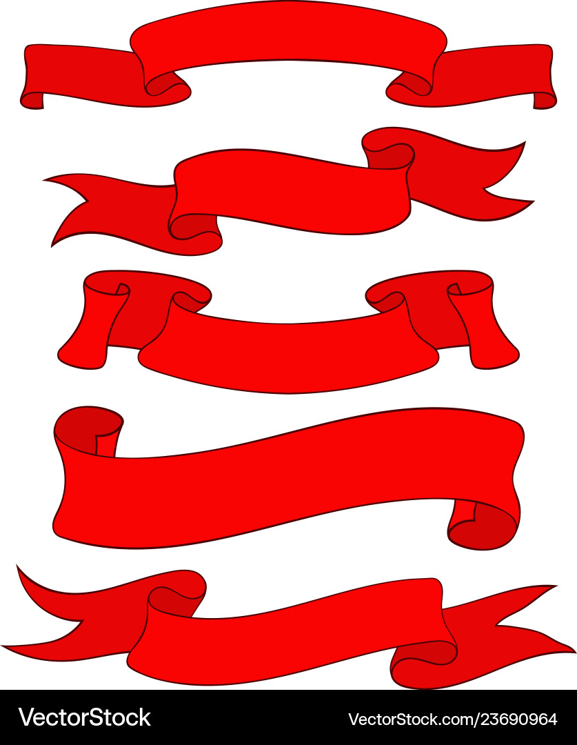 Red Ribbon Scroll Set vector image