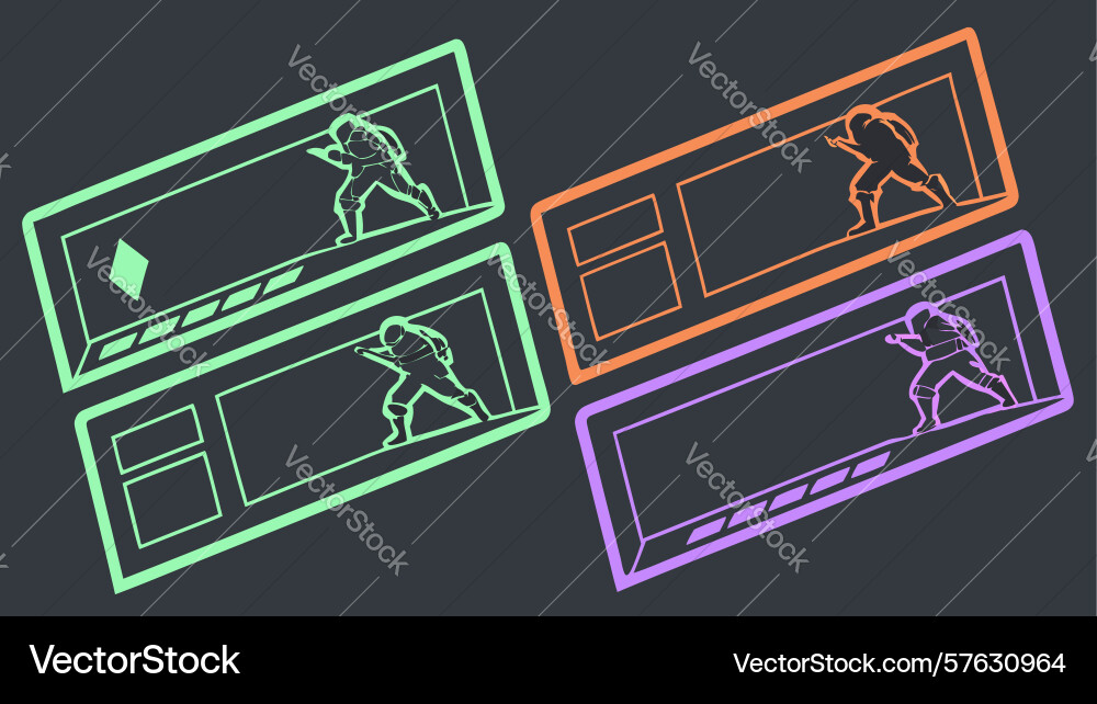 Retro gaming interface elements set design vector image
