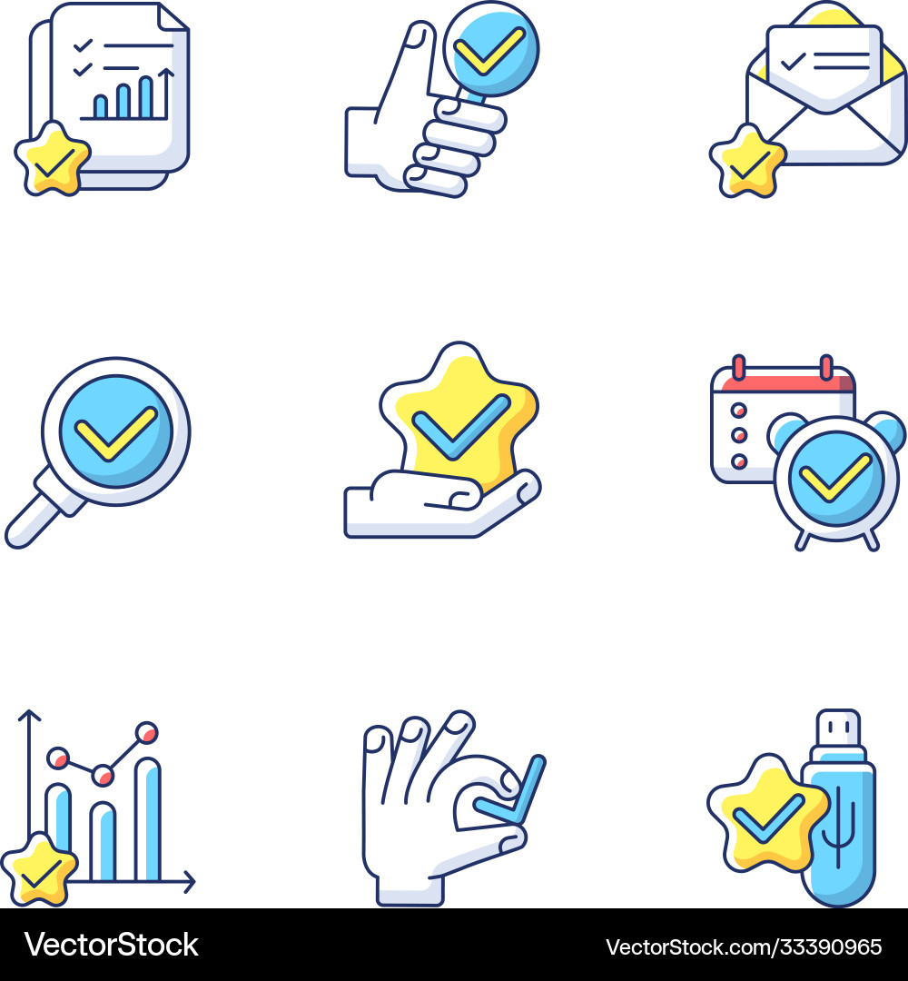 Approval checkmarks rgb color icons set Approval checkmarks rgb color icons set vector image