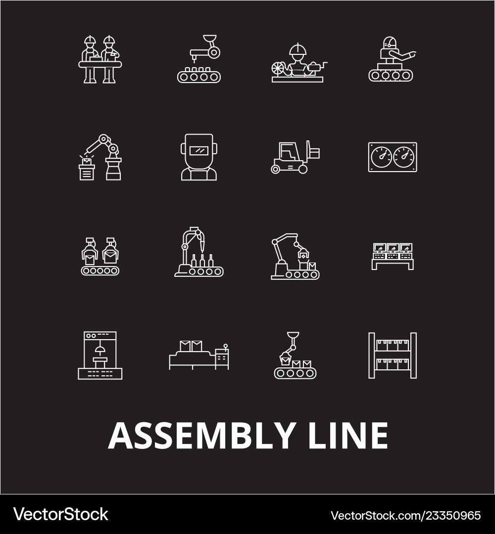 Assembly line editable icons set Assembly line editable icons set vector image