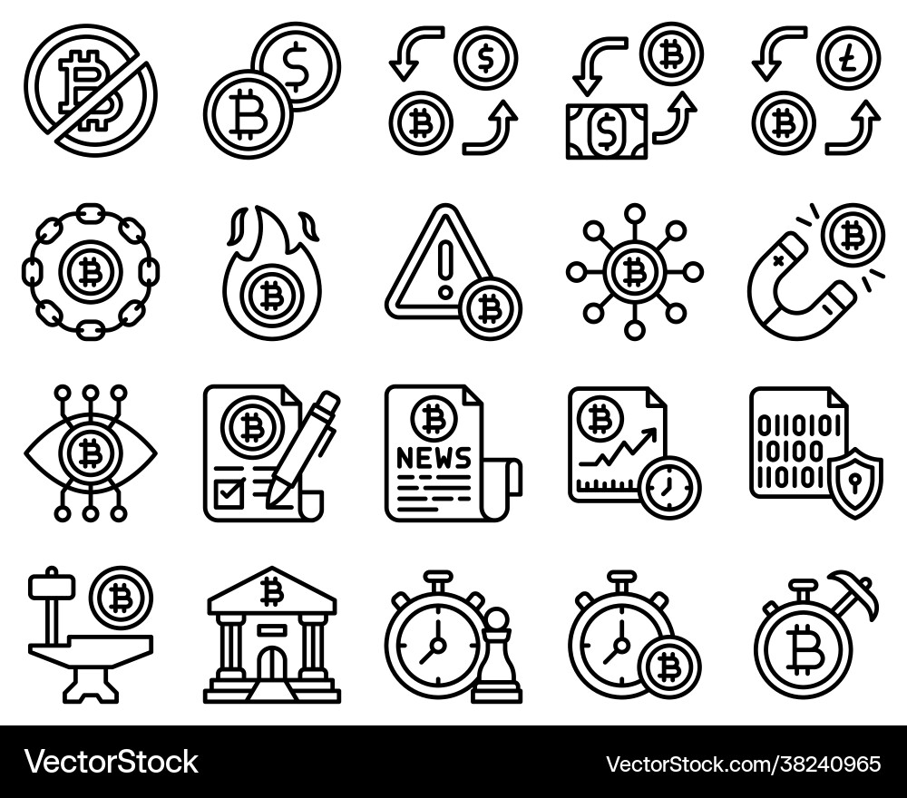 Bitcoin and cryptocurrency related line icon set 2 Vector Image
