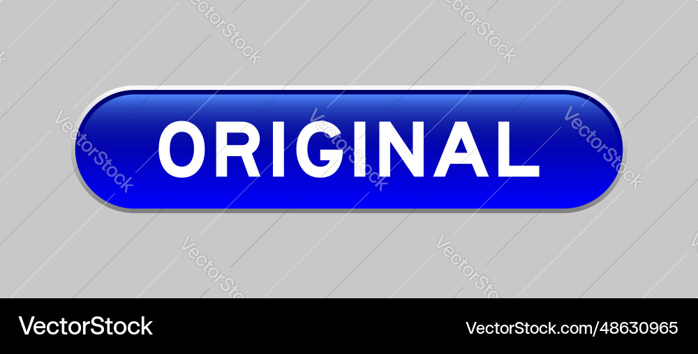 Blue color capsule shape button with word vector image