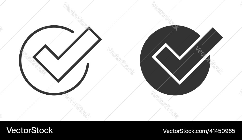 Check mark sign icon in flat style confirm button vector image