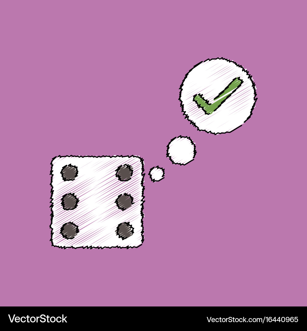 Flat shading style icon dice and check mark vector image