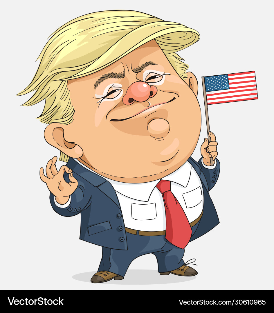 Funny Trump Cartoon Vector Image