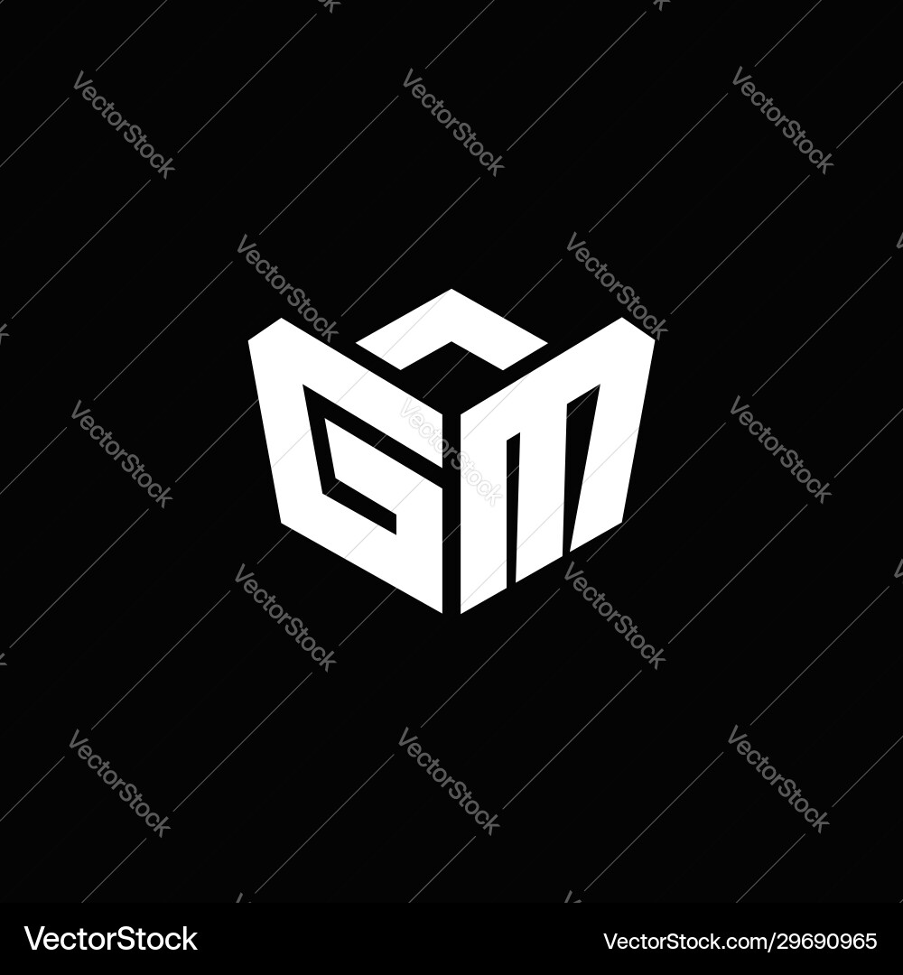 Gm logo monogram with emblem style ribbon design Vector Image
