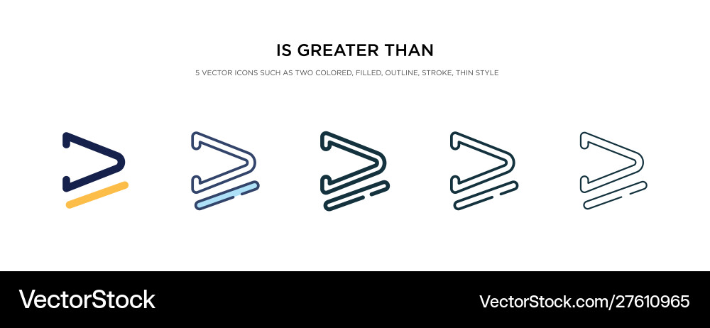 Is greater than or equal to icon in different Is greater than or equal to icon in different vector image