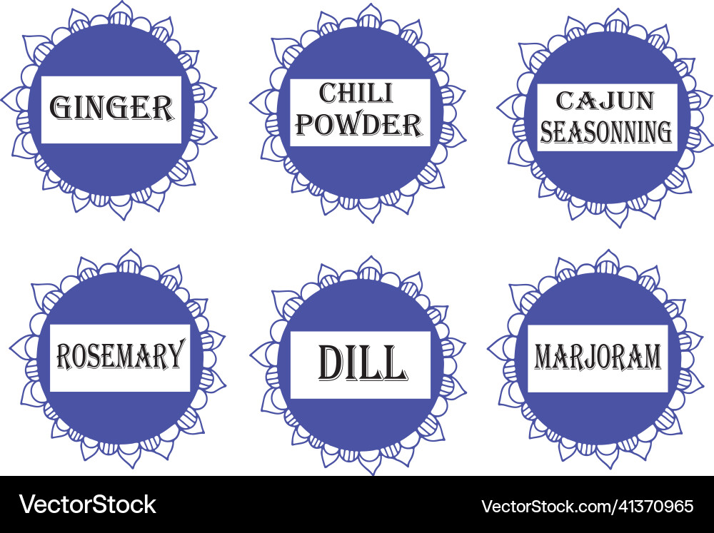 Label set for spices with ginger Label set for spices with ginger Vector Image