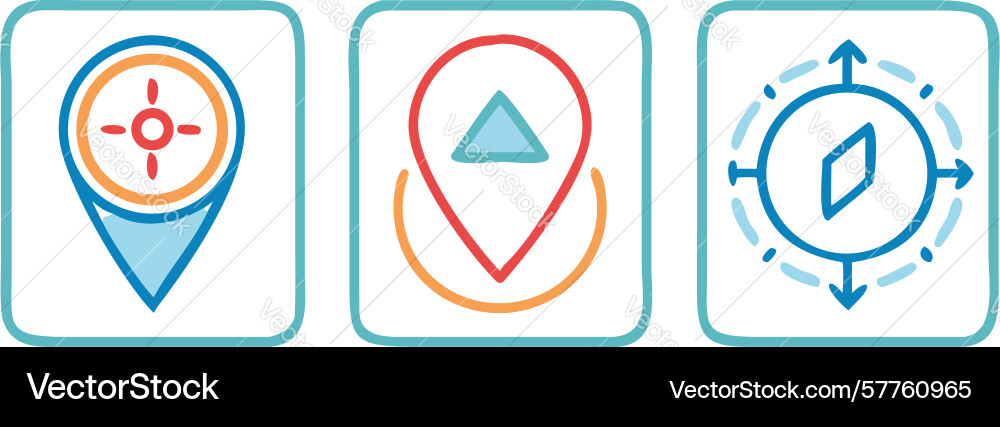 Multiple location pins for navigation and mapping vector image