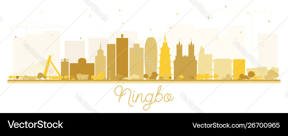 Ningbo China Stadt Skyline mit goldenen Gebäuden Ningbo China Stadt Skyline mit goldenen Gebäuden vektorbild