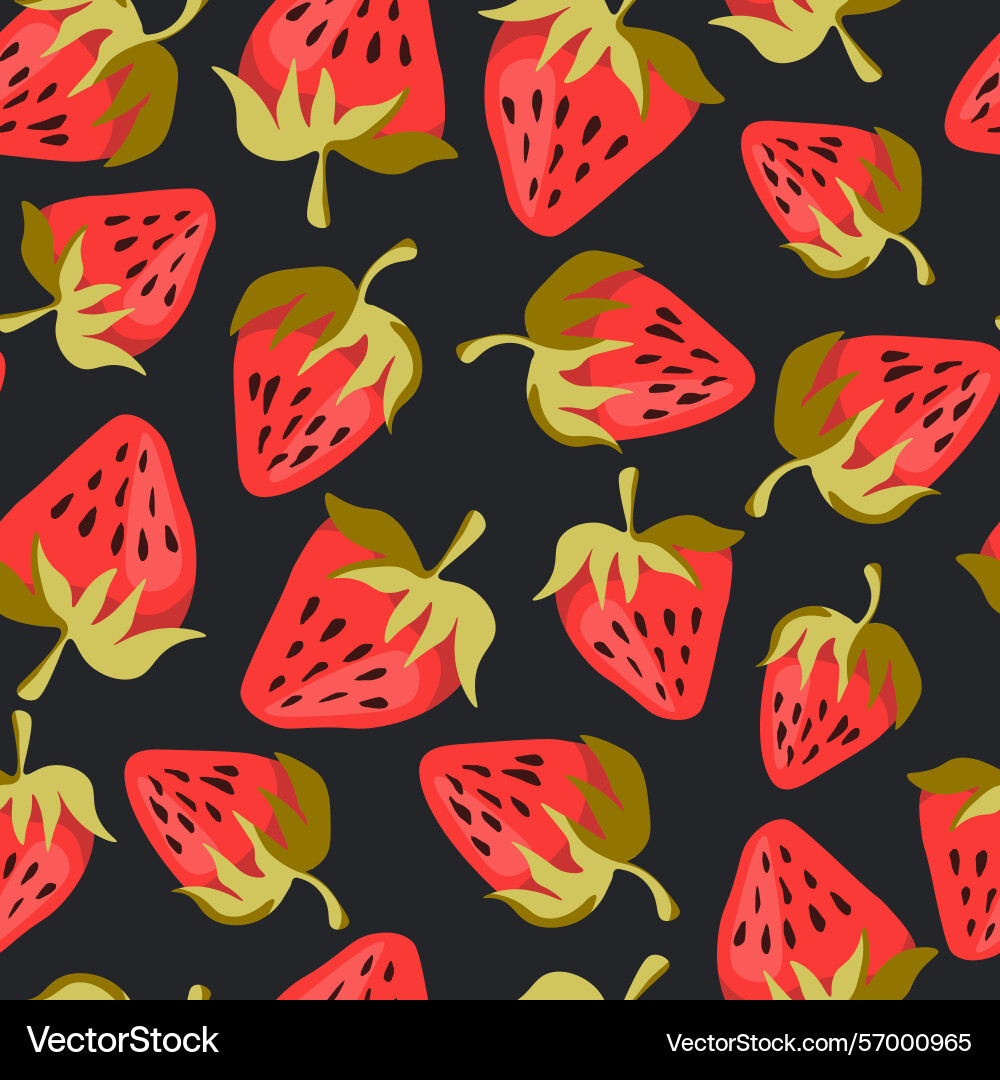 Seamless pattern with strawberry on color Vector Image