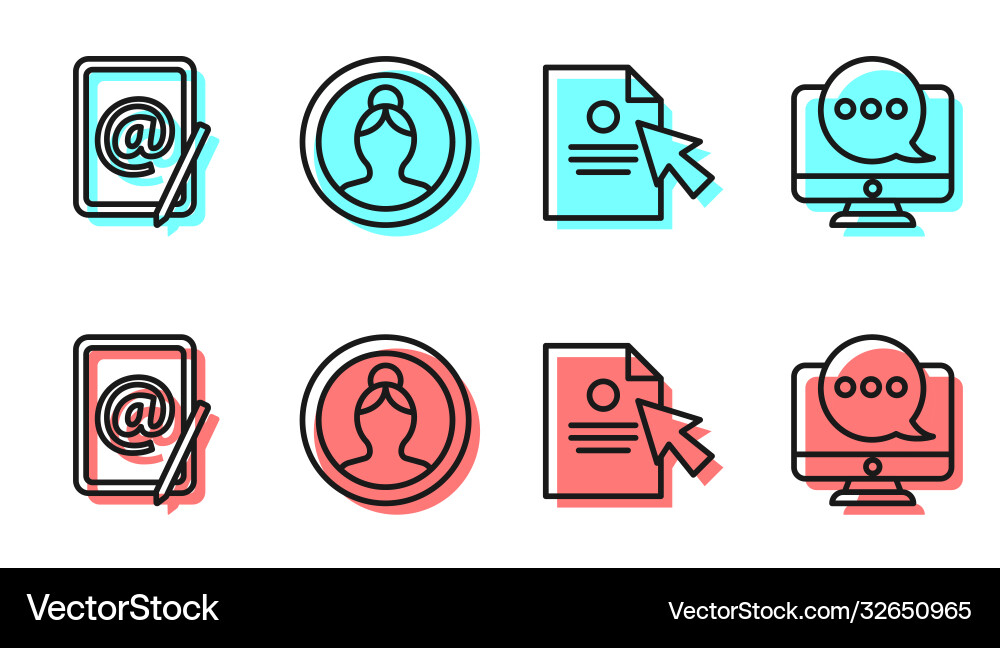 Set line document and cursor mail e-mail Set line document and cursor mail e-mail vector image