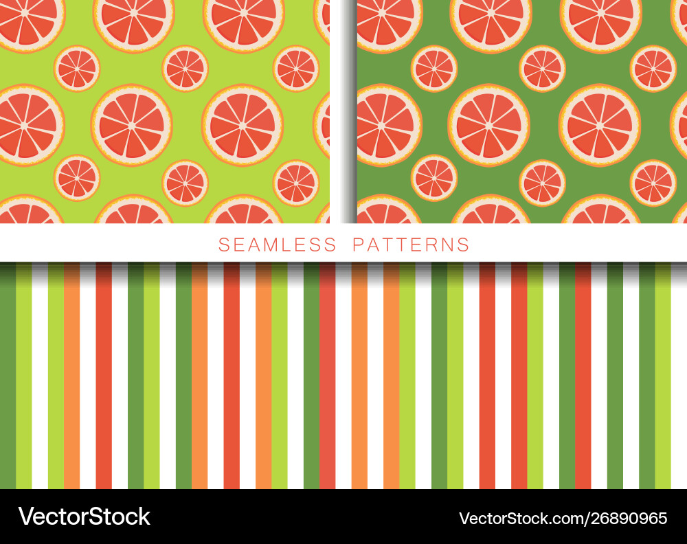 Set seamless patterns with grapefruit Set seamless patterns with grapefruit vector image