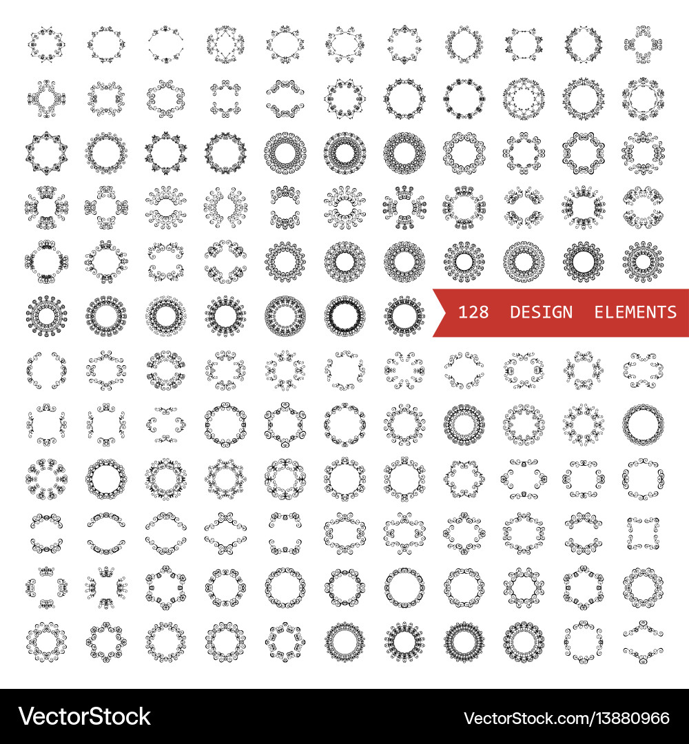 A large set of circular design elements vector image