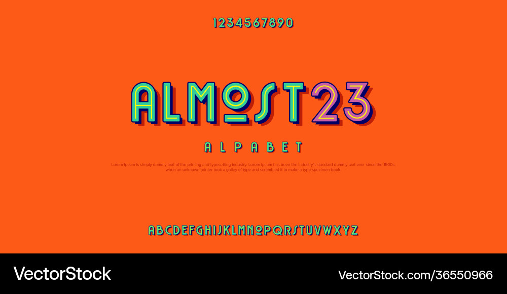 Almost 23 font custom buddle retro style Almost 23 font custom buddle retro style vector image