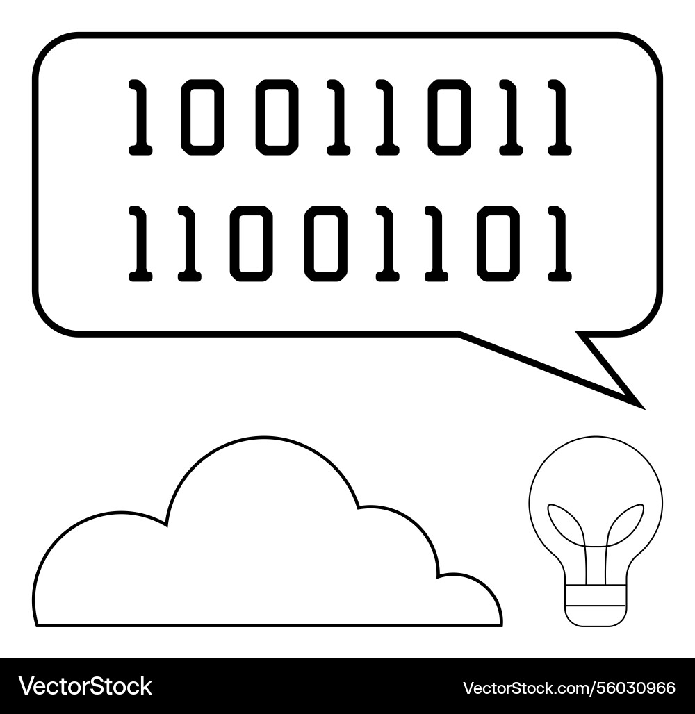 Binary code in speech bubble above cloud Binary code in speech bubble above cloud vector image