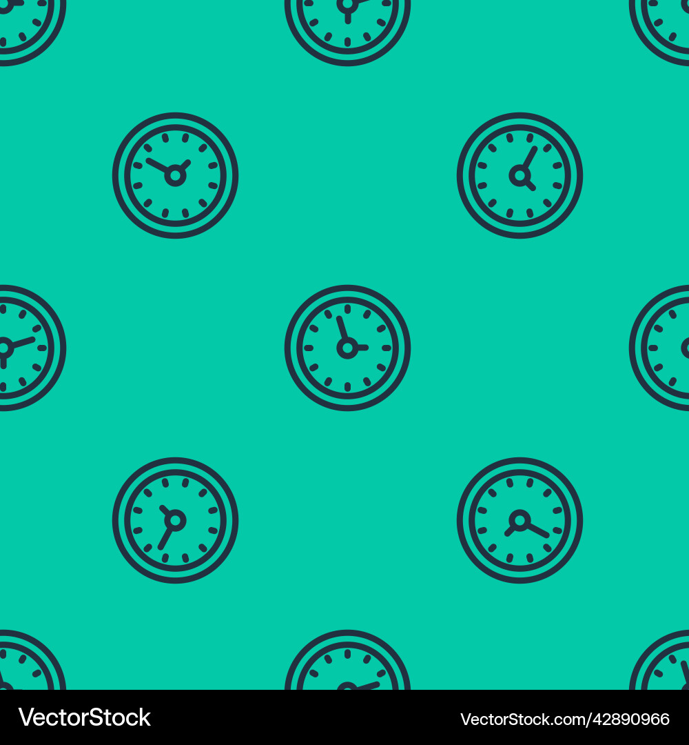 Blue line clock icon isolated seamless pattern Blue line clock icon isolated seamless pattern Vector Image