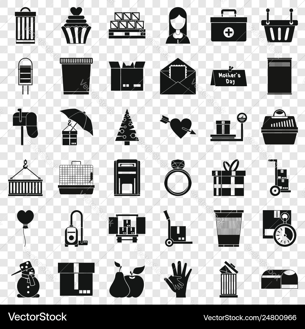 Box icons set simple style Vector Image