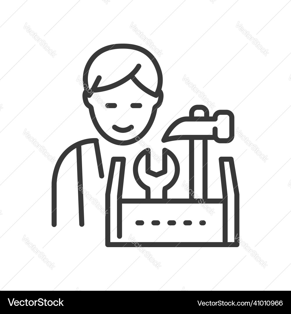 Carpenter - line design single isolated vector image