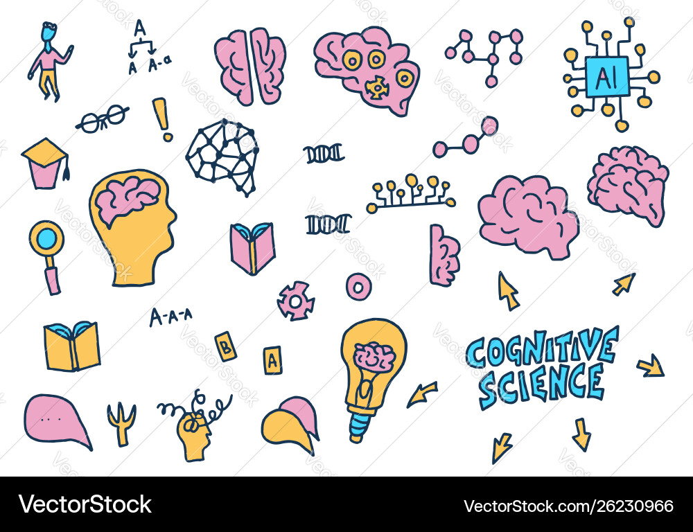 Cognitive science concept set elements vector image
