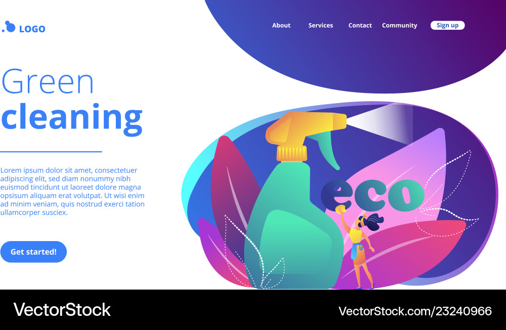 Green cleaning concept landing page Green cleaning concept landing page vector image