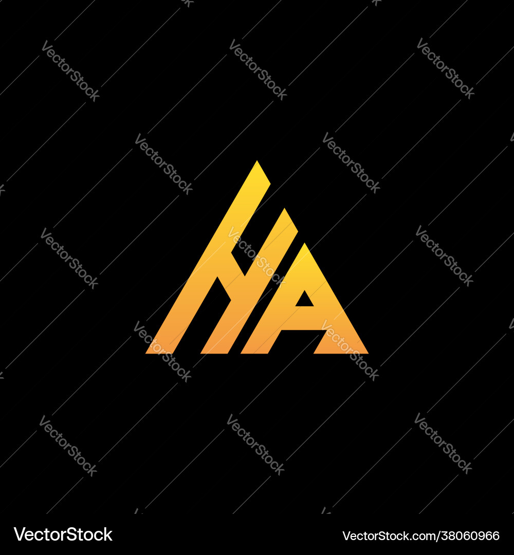 Ha monogram initial logo with a yellow triangle Vector Image