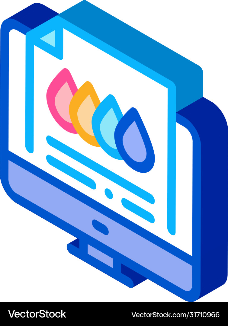 Printed sheet in computer isometric icon Vector Image