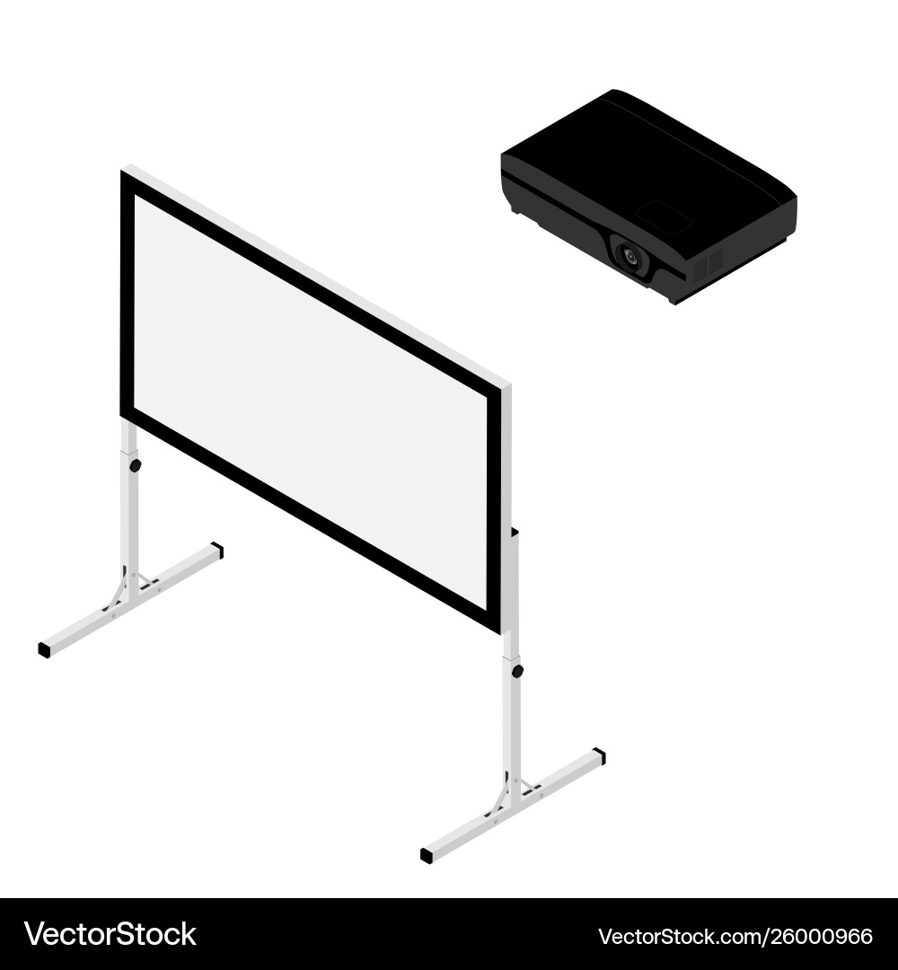 Projector and Screen - Isometric View Vector Image