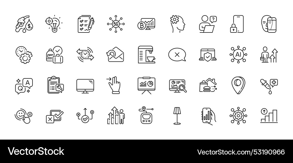 Reject presentation and send mail line icons pack Reject presentation and send mail line icons pack vector image