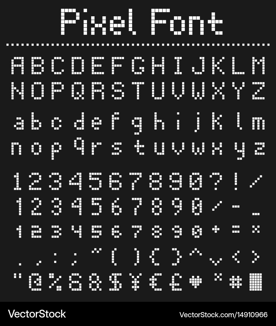 Square pixel font videogame alphabet in retro vector image