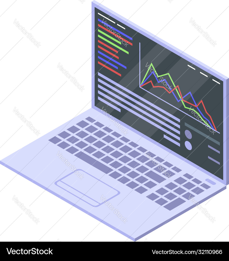 Trader laptop icon isometric style Trader laptop icon isometric style vector image