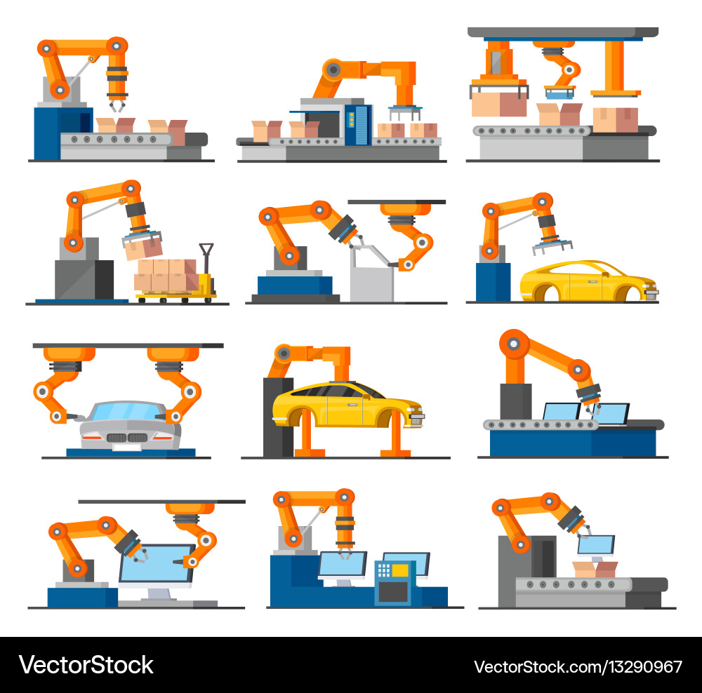 Automation industrial process elements set vector image